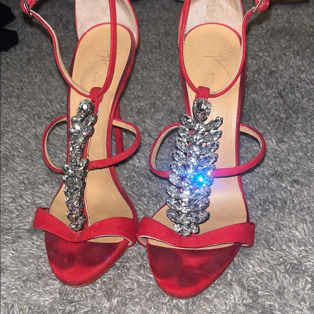 Giuseppe Zanotti Red Heels with Crystal Accents - Picture 7 of 10